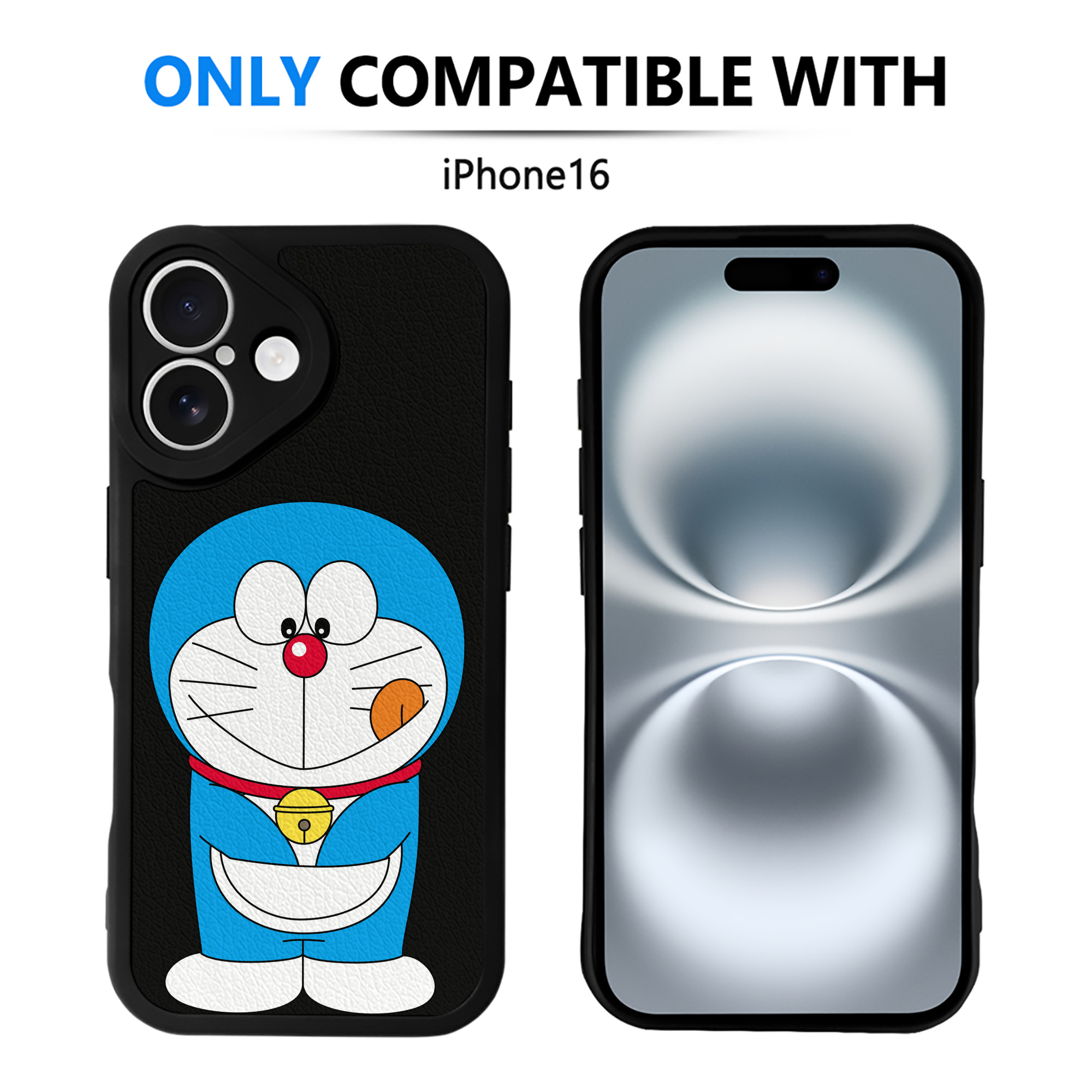 （画像用） ドラえもん Doraemon 【iPhone 16シリーズ対応】シリコンスマホケース（レザー調） 材質：シリコン